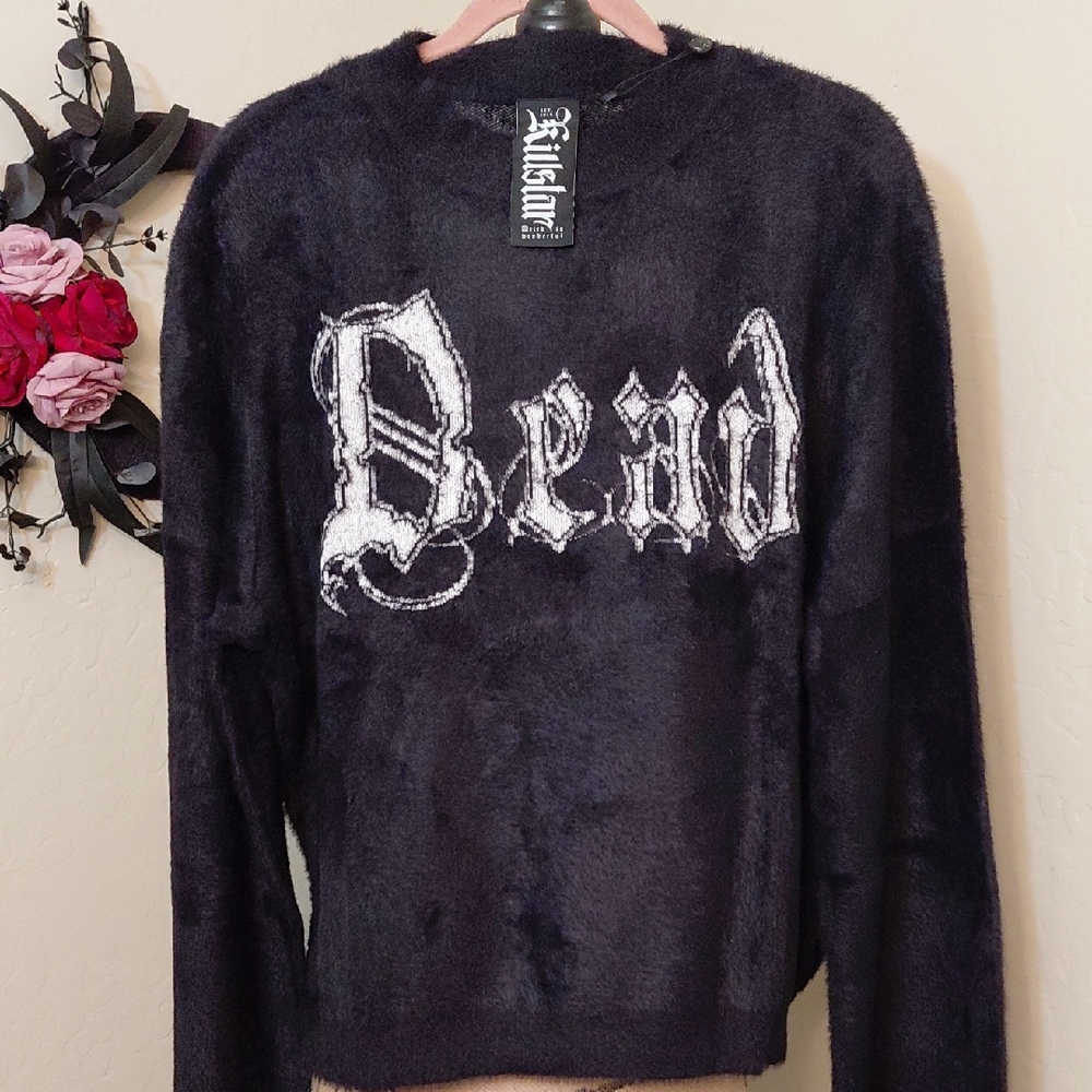 KILLSTAR 4XL DEAD DEBBIE JUMPER BLACK SUPER SOFT FUZZY PULLOVER SWEATER "DEAD"